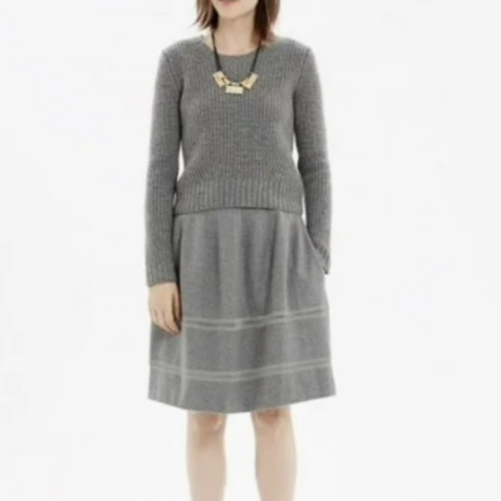 NWT Madewell Gray Turnout Structured Wool Flannel Skirt - Size 8